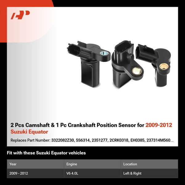 2 Pcs Camshaft & 1 Pc Crankshaft Position Sensor for 2009-2012 Suzuki Equator