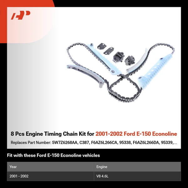 8 Pcs Engine Timing Chain Kit for 2001-2002 Ford E-150 Econoline