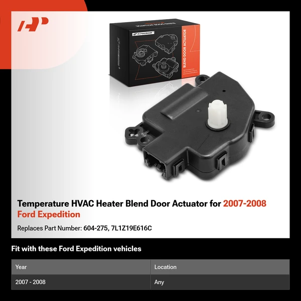 Temperature HVAC Heater Blend Door Actuator for 2007-2008 Ford Expedition