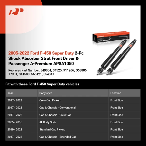 2005-2022 Ford F-450 Super Duty 2-Pc Shock Absorber Strut Front Driver & Passenger A-Premium APSA1050