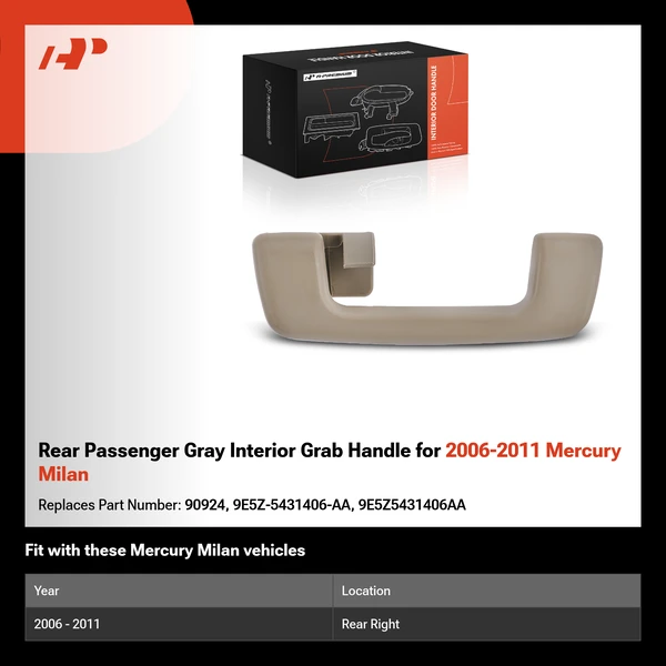 Rear Passenger Gray Interior Grab Handle for 2006-2011 Mercury Milan