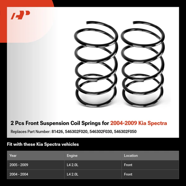 2 Pcs Front Suspension Coil Springs for 2004-2009 Kia Spectra