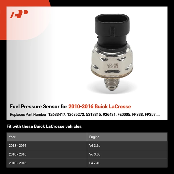 Fuel Pressure Sensor for 2010-2016 Buick LaCrosse