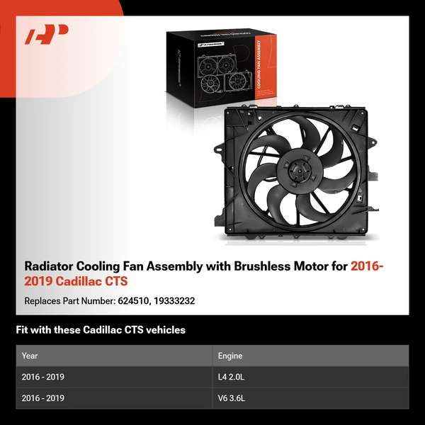 Radiator Cooling Fan Assembly with Brushless Motor for 2016-2019 Cadillac CTS
