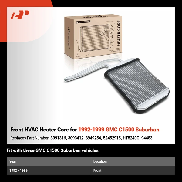 Front HVAC Heater Core for 1992-1999 GMC C1500 Suburban