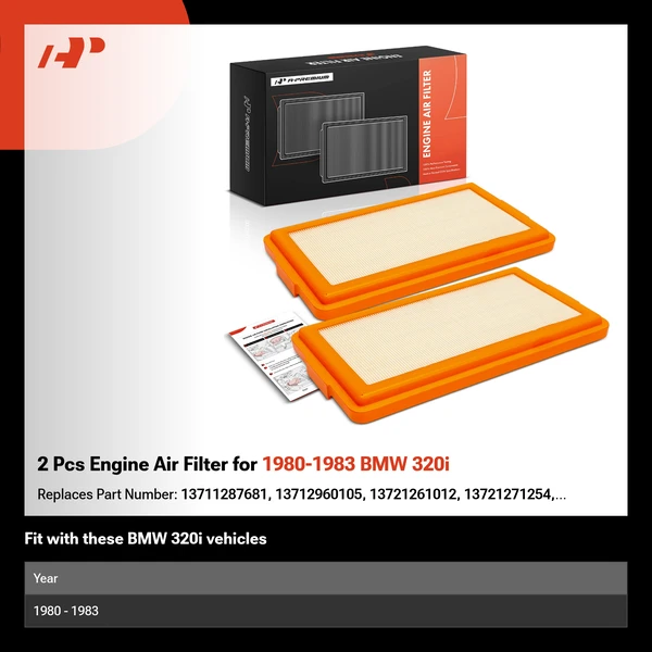 2 Pcs Engine Air Filter for 1980-1983 BMW 320i