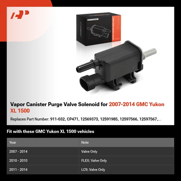 Vapor Canister Purge Valve Solenoid for 2007-2014 GMC Yukon XL 1500