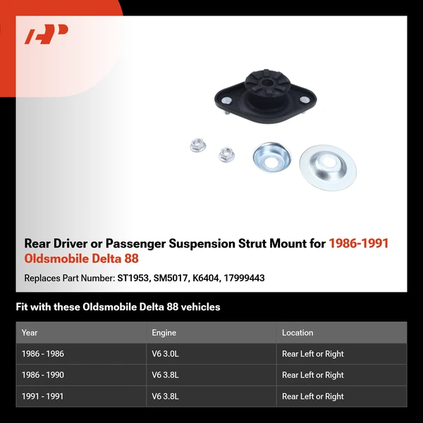 Rear Driver or Passenger Suspension Strut Mount for 1986-1991 Oldsmobile Delta 88