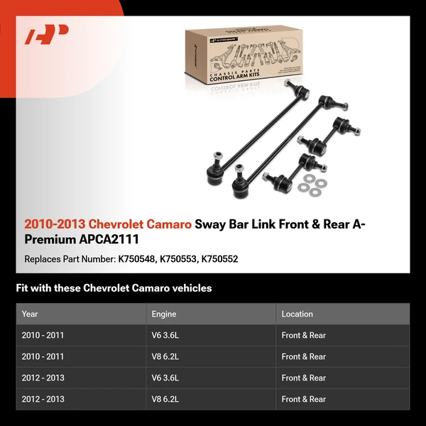 2010-2013 Chevrolet Camaro Sway Bar Link Front & Rear A-Premium APCA2111