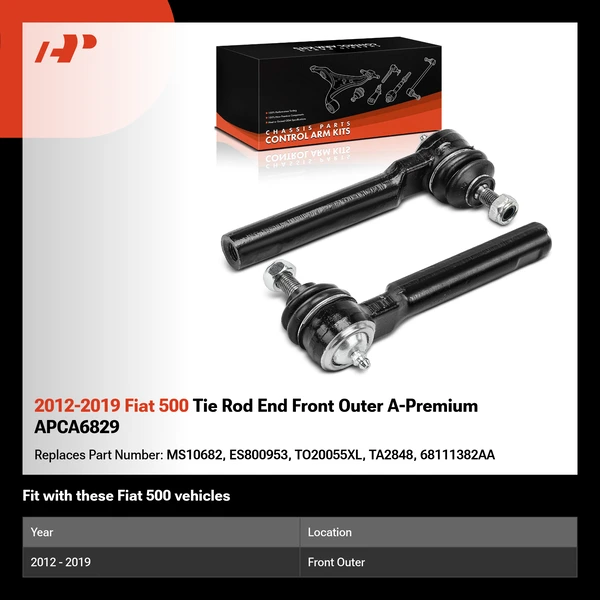 2012-2019 Fiat 500 Tie Rod End Front Outer A-Premium APCA6829