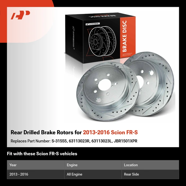 Rear Drilled Brake Rotors for 2013-2016 Scion FR-S