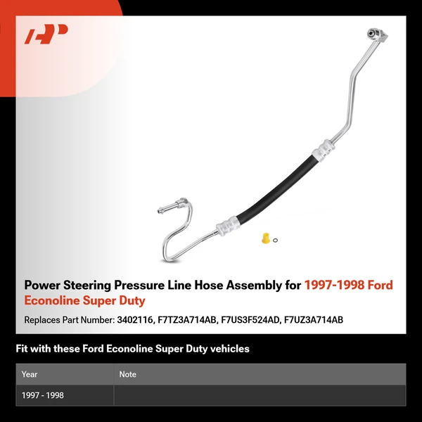 Power Steering Pressure Line Hose Assembly for 1997-1998 Ford Econoline Super Duty