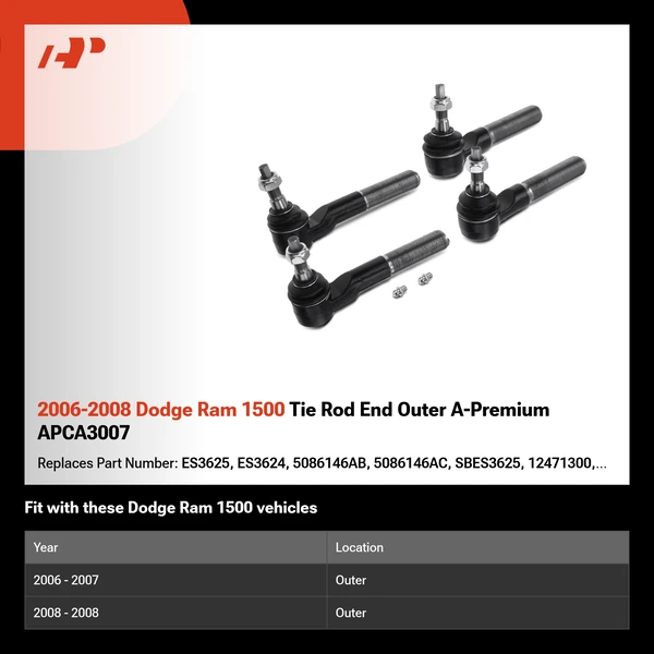 2006-2008 Dodge Ram 1500 Tie Rod End Outer A-Premium APCA3007