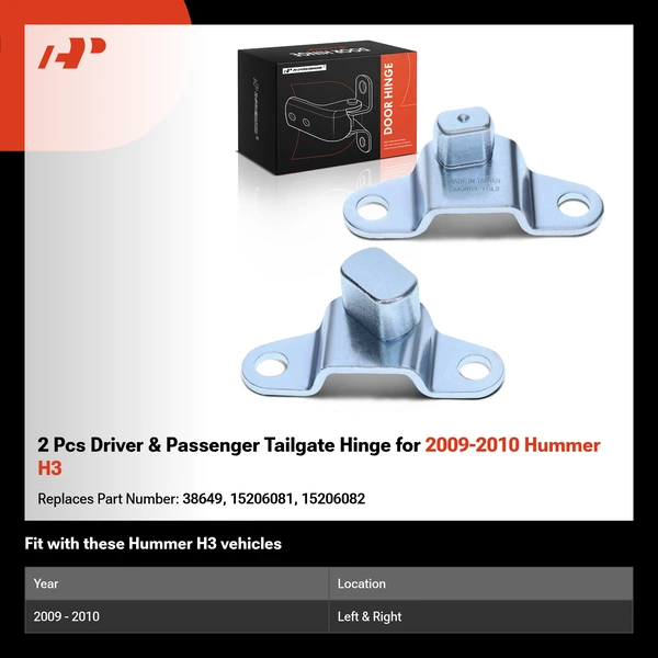 2 Pcs Driver & Passenger Tailgate Hinge for 2009-2010 Hummer H3