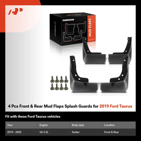 4 Pcs Front & Rear Mud Flaps Splash Guards for 2019 Ford Taurus