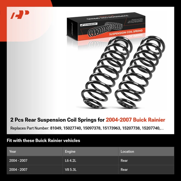 2 Pcs Rear Suspension Coil Springs for 2004-2007 Buick Rainier