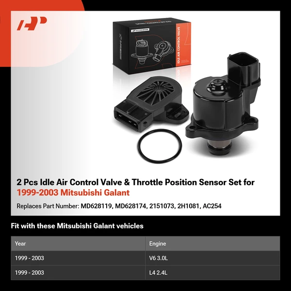 2 Pcs Idle Air Control Valve & Throttle Position Sensor Set for 1999-2003 Mitsubishi Galant