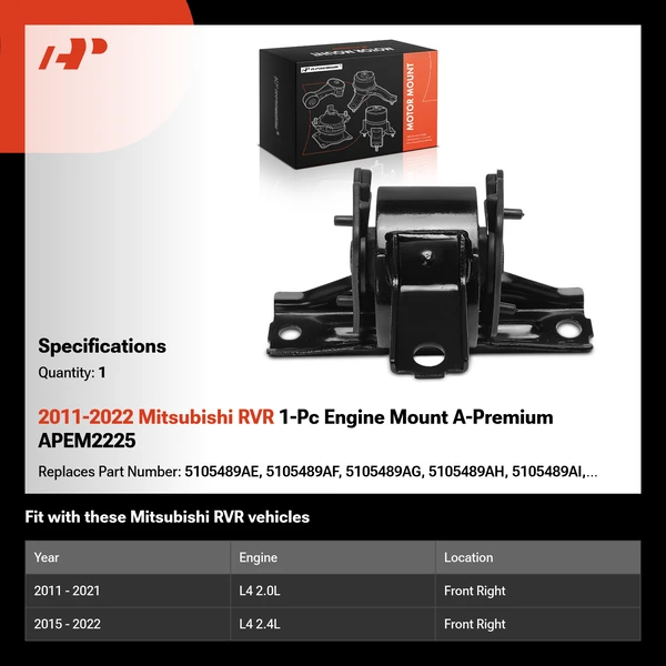 2011-2022 Mitsubishi RVR 1-Pc Engine Mount A-Premium APEM2225