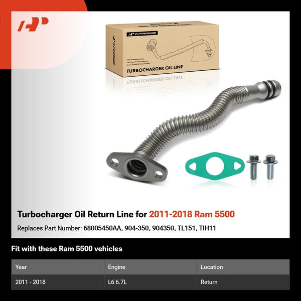 Turbocharger Oil Return Line for 2011-2018 Ram 5500