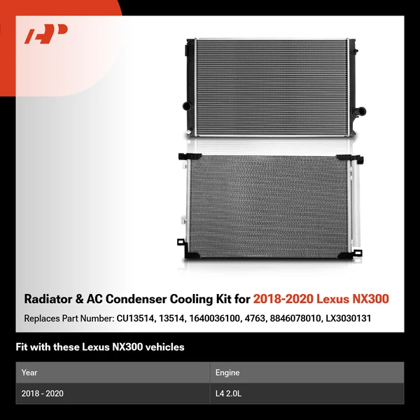 Radiator & AC Condenser Cooling Kit for 2018-2020 Lexus NX300