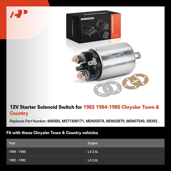 12V Starter Solenoid Switch for 1982 1984-1985 Chrysler Town & Country