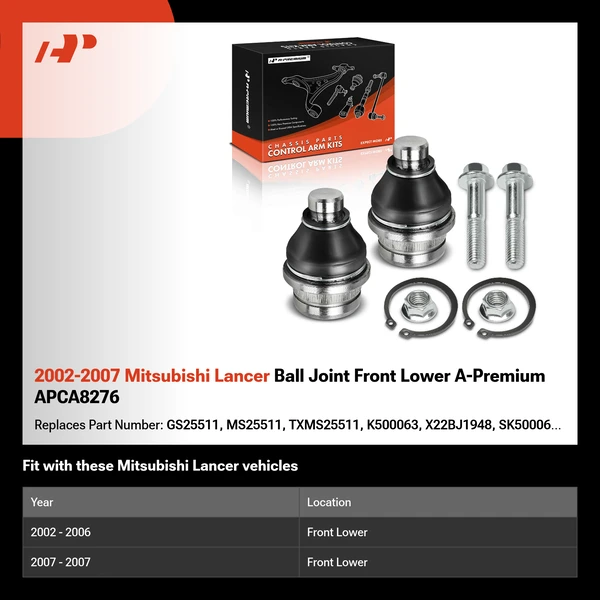 2002-2007 Mitsubishi Lancer Ball Joint Front Lower A-Premium APCA8276