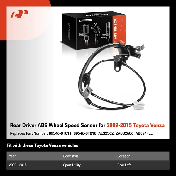 Rear Driver ABS Wheel Speed Sensor for 2009-2015 Toyota Venza
