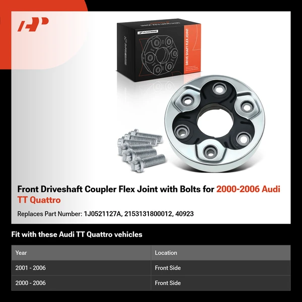 Front Driveshaft Coupler Flex Joint with Bolts for 2000-2006 Audi TT Quattro