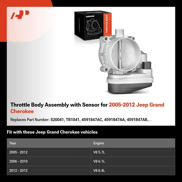 Throttle Body Assembly with Sensor for 2005-2012 Jeep Grand Cherokee