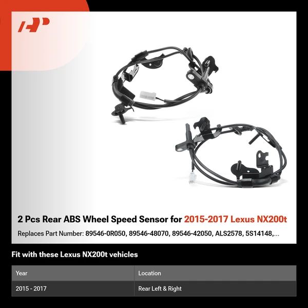 2 Pcs Rear ABS Wheel Speed Sensor for 2015-2017 Lexus NX200t