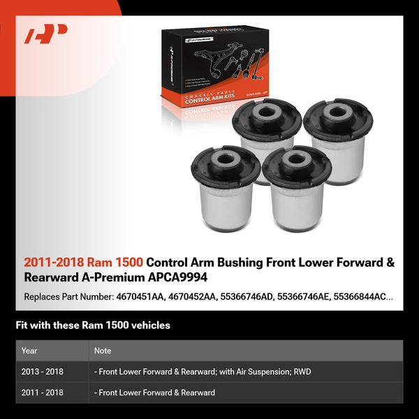 2011-2018 Ram 1500 Control Arm Bushing Front Lower Forward & Rearward A-Premium APCA9994