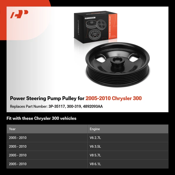 Power Steering Pump Pulley for 2005-2010 Chrysler 300