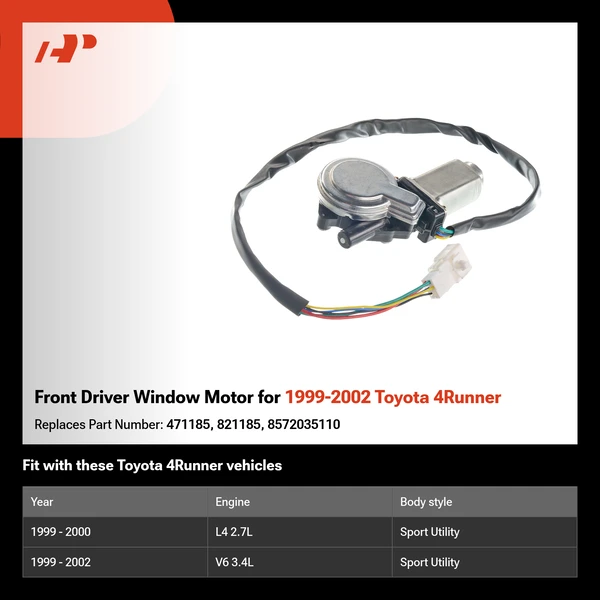 Front Driver Window Motor for 1999-2002 Toyota 4Runner