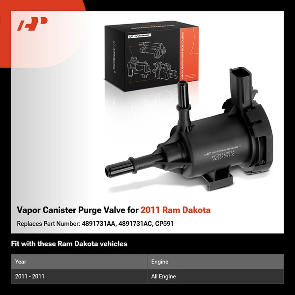 Vapor Canister Purge Valve for 2011 Ram Dakota