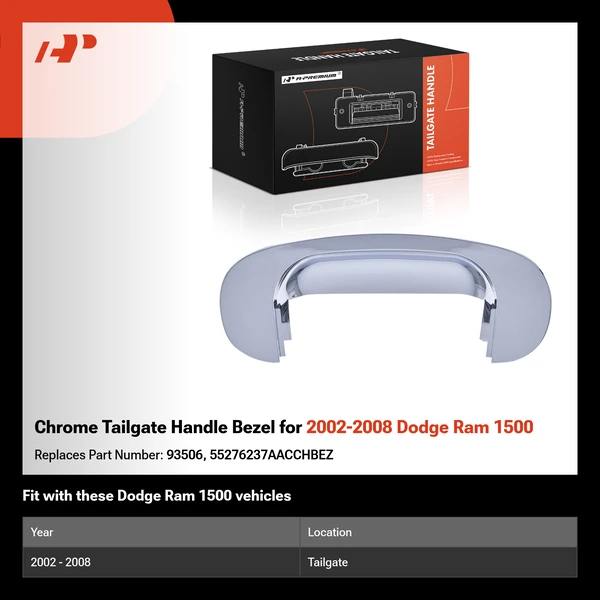 Chrome Tailgate Handle Bezel for 2002-2008 Dodge Ram 1500