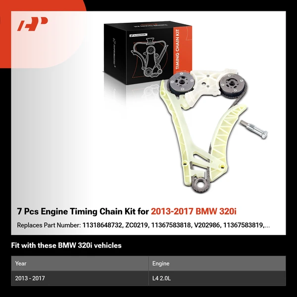 7 Pcs Engine Timing Chain Kit for 2013-2017 BMW 320i