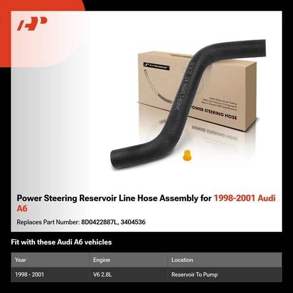 Power Steering Reservoir Line Hose Assembly for 1998-2001 Audi A6