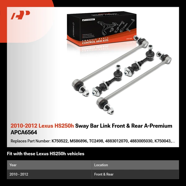 2010-2012 Lexus HS250h Sway Bar Link Front & Rear A-Premium APCA6564
