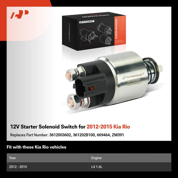 12V Starter Solenoid Switch for 2012-2015 Kia Rio