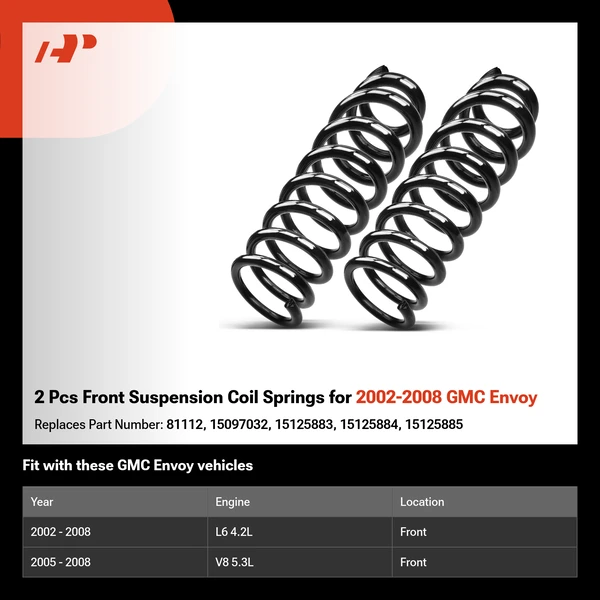 2 Pcs Front Suspension Coil Springs for 2002-2008 GMC Envoy