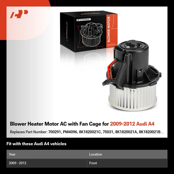 Blower Heater Motor AC with Fan Cage for 2009-2012 Audi A4