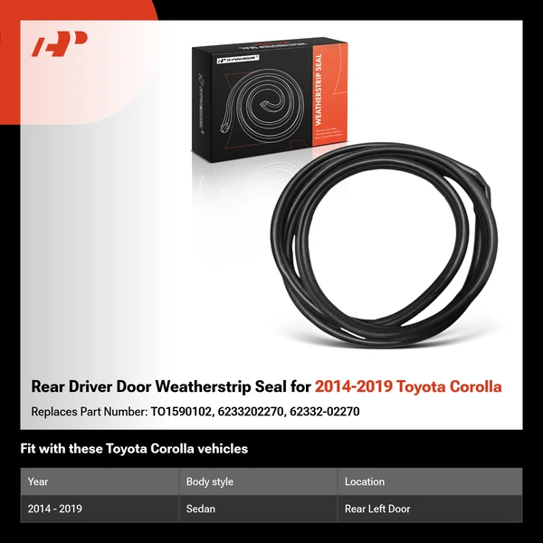 Rear Driver Door Weatherstrip Seal for 2014-2019 Toyota Corolla