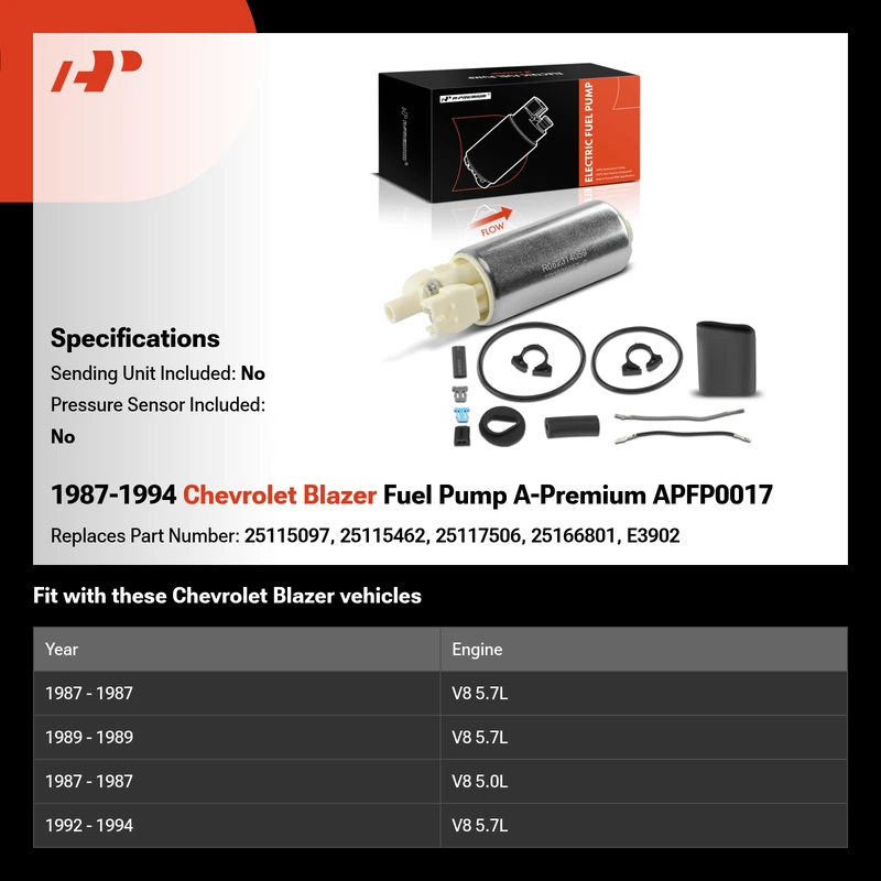 1987-1994 Chevrolet Blazer Fuel Pump A-Premium APFP0017