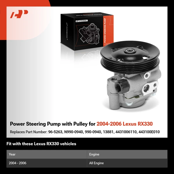 Power Steering Pump with Pulley for 2004-2006 Lexus RX330