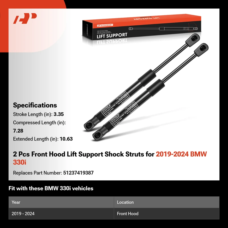 2 Pcs Front Hood Lift Support Shock Struts for 2019-2024 BMW 330i