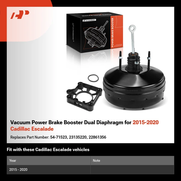 Vacuum Power Brake Booster Dual Diaphragm for 2015-2020 Cadillac Escalade
