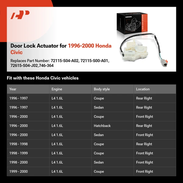 Door Lock Actuator for 1996-2000 Honda Civic