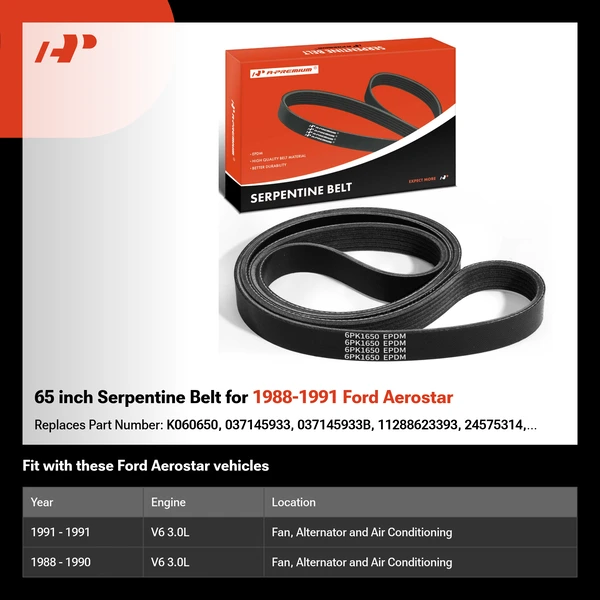 65 inch Serpentine Belt for 1988-1991 Ford Aerostar