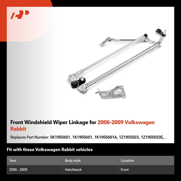 Front Windshield Wiper Linkage for 2006-2009 Volkswagen Rabbit