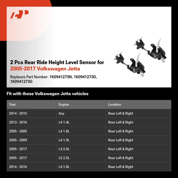2 Pcs Rear Ride Height Level Sensor for 2005-2017 Volkswagen Jetta